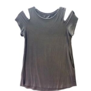 Feminine Soft & Sexy M Minimalist Cold Shoulder Relaxed Grey Jersey Effortless